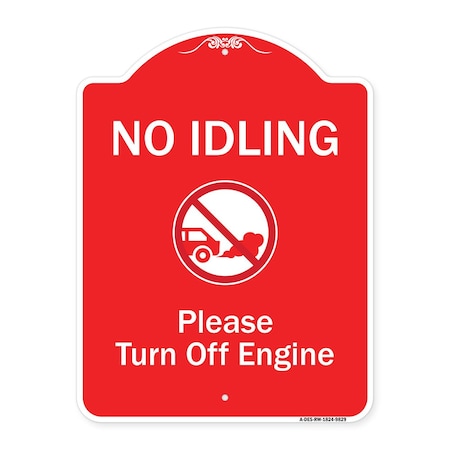 Signmission No Idling Please Turn Off Engine W/ Graphic Heavy-Gauge Aluminum Sign, 24" x 18", RW-1824-9829 A-DES-RW-1824-9829
